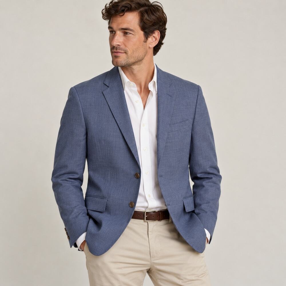J.Crew Crosby 41R Tollegno 1900 Italian Wool Blue Blazer Old Money Preppy